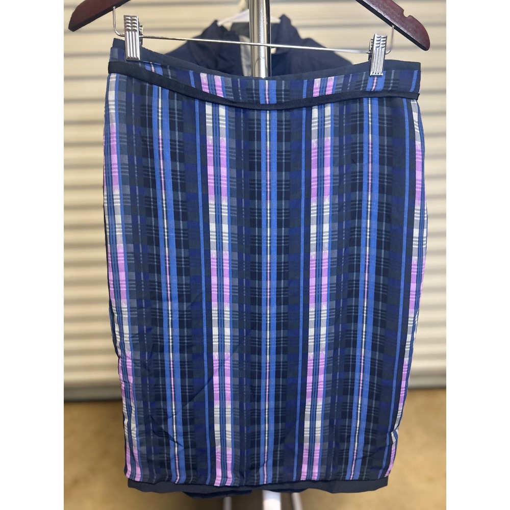 Banana Republic Skirt Women 6 Blue Plaid Pencil Career Professional Polyester